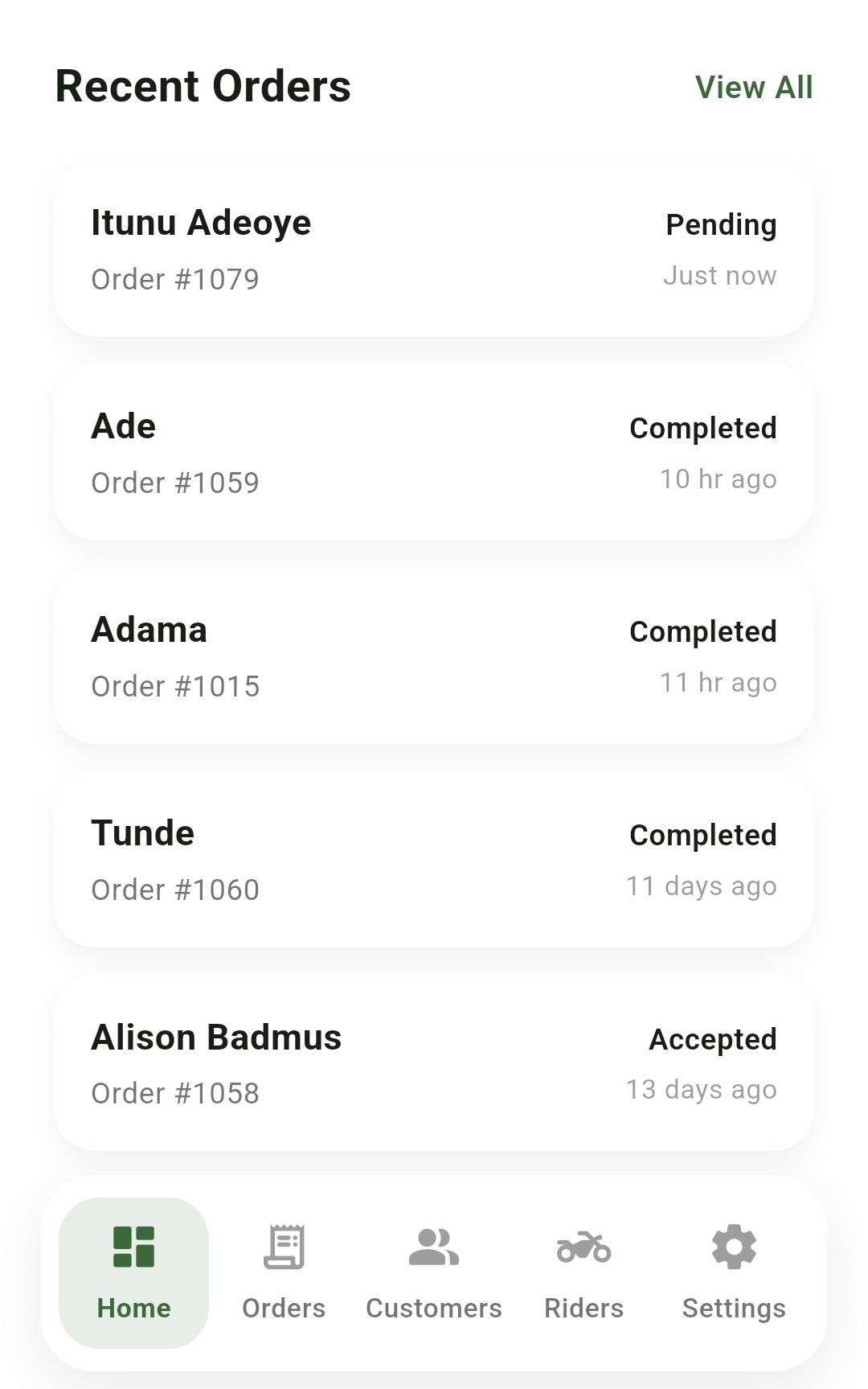 SoloPadi orders management screen